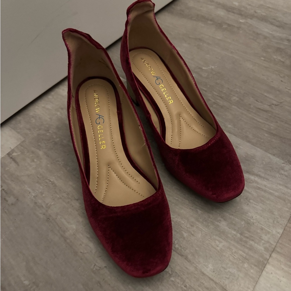 Andrew Geller Women's Deep Red Velvet Heels